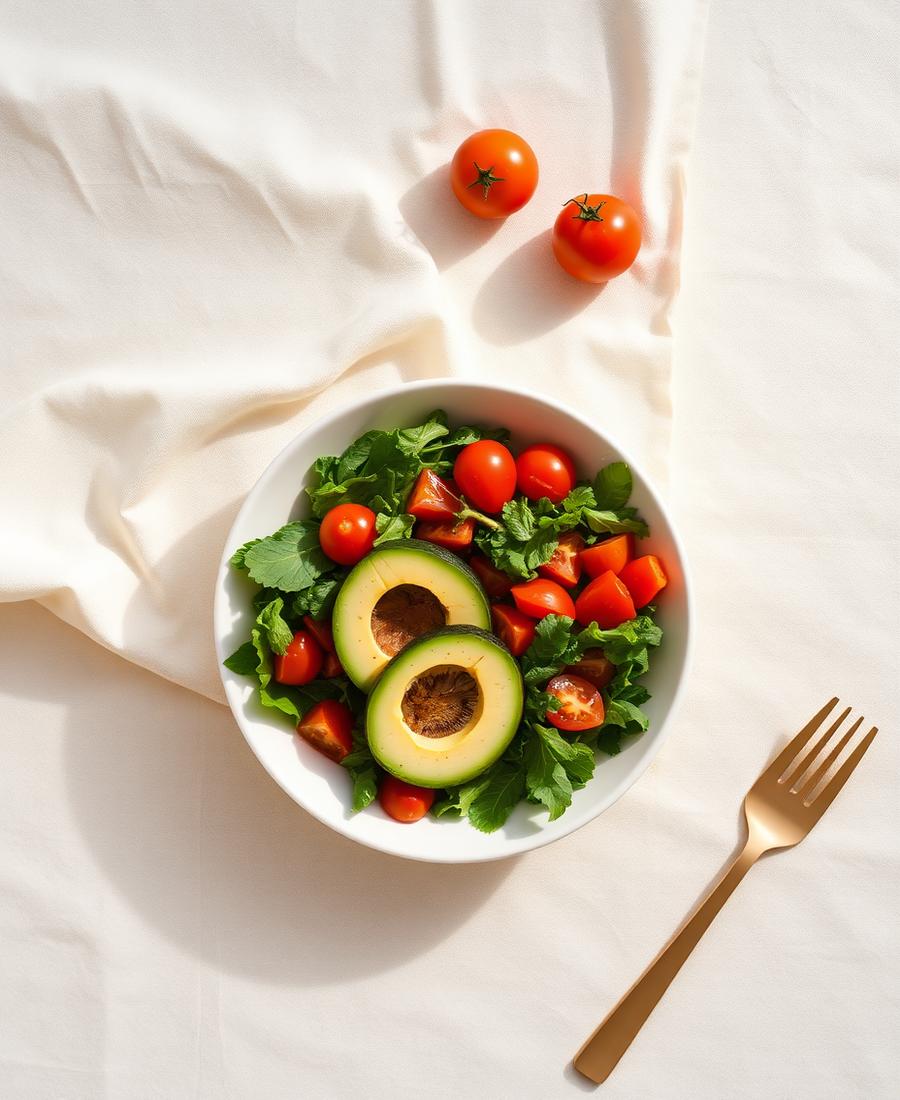 Ensalada fresca con aguacate y jitomate