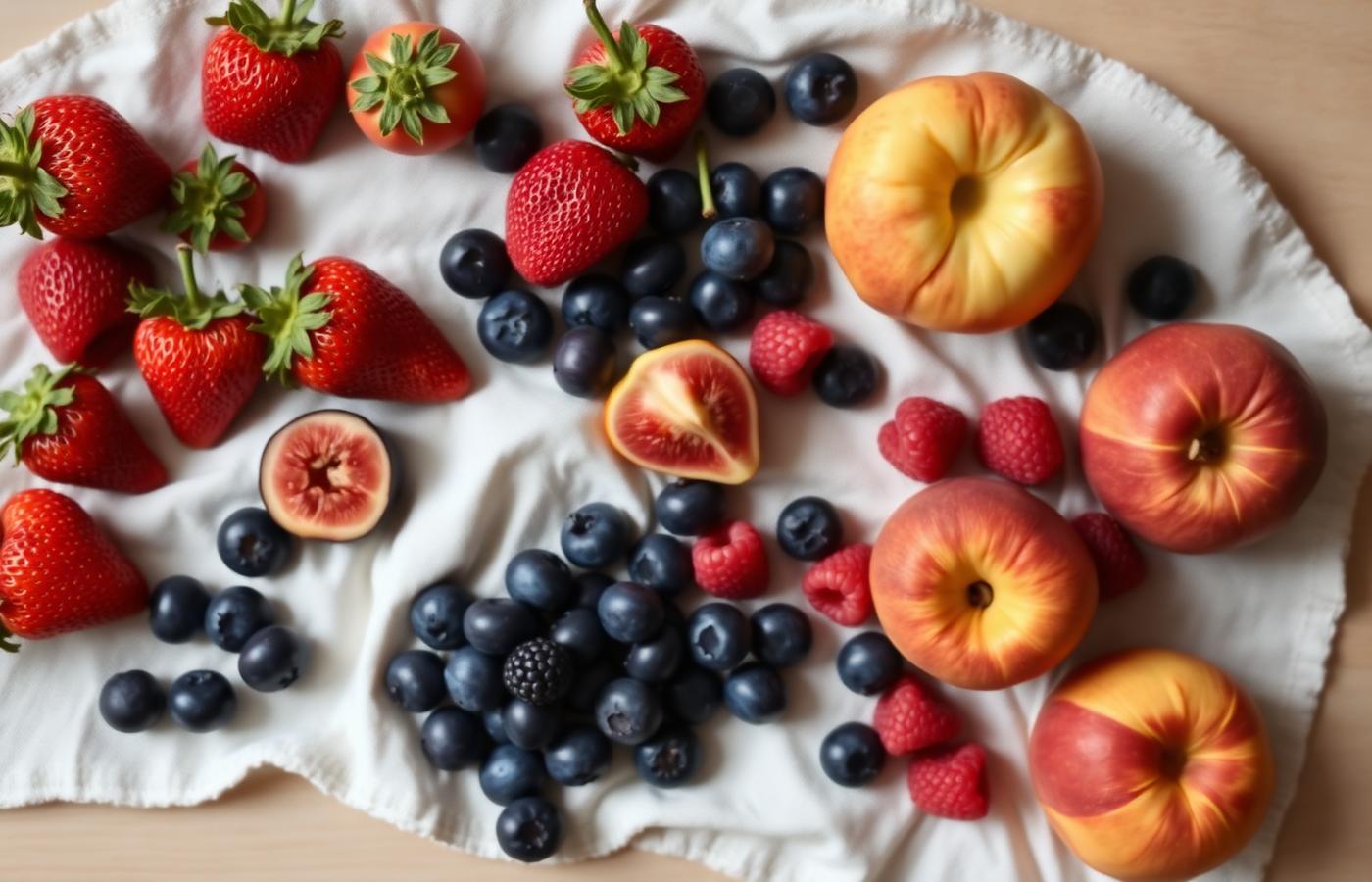 Selección de frutas frescas de temporada