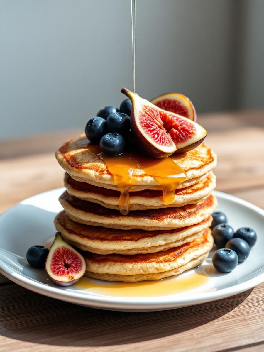 Panqueques esponjosos con higos y frutos rojos